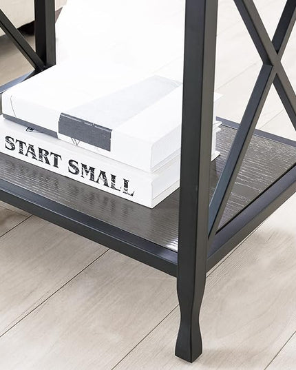 Leick Home 23022 Chisel & Forge One Drawer Nightstand with Shelf, Gray/Matte Black - LeafyLoom
