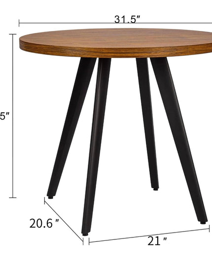 Round Dining Table, Small Dining Table for 2, 31.5" Round Table, Mid-Century Modern Kitchen Table with 1.4" Thickness Wood Grain Tabletop for or Small Space, Dining Room, Kitchen, Brown LeafyLoom