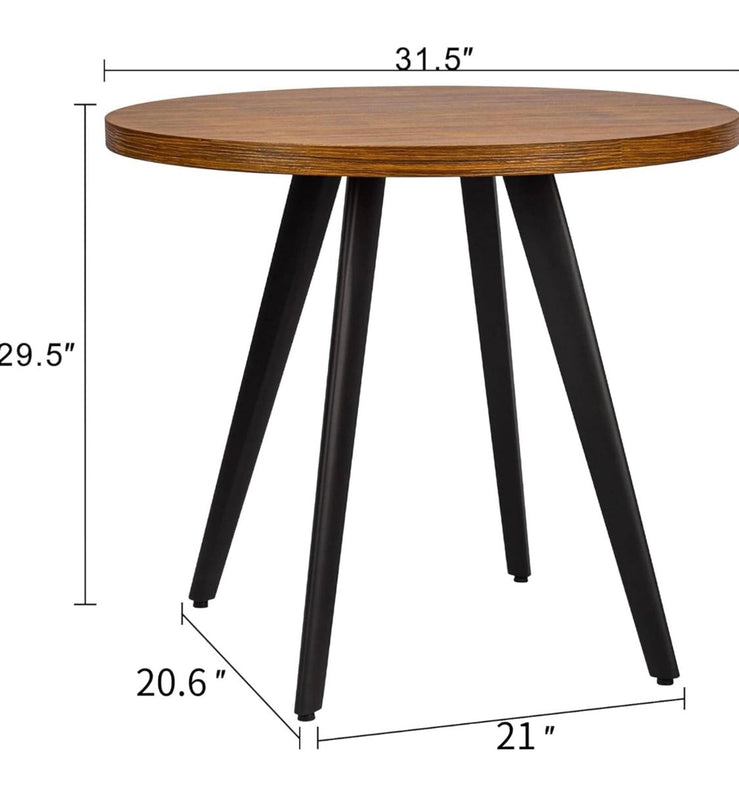 Round Dining Table, Small Dining Table for 2, 31.5" Round Table, Mid-Century Modern Kitchen Table with 1.4" Thickness Wood Grain Tabletop for or Small Space, Dining Room, Kitchen, Brown LeafyLoom