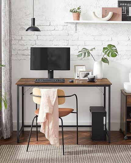 VASAGLE Computer Desk, Gaming Desk, Home Office Desk, for Small Spaces, 23.6 x 47.2 x 29.5 Inches, Industrial Style, Metal Frame, Rustic Brown and Black ULWD039B01 - LeafyLoom