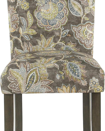 HomePop Parsons Classic Upholstered Accent Dining Chair, Set of 2, Multicolor Gray Floral - LeafyLoom