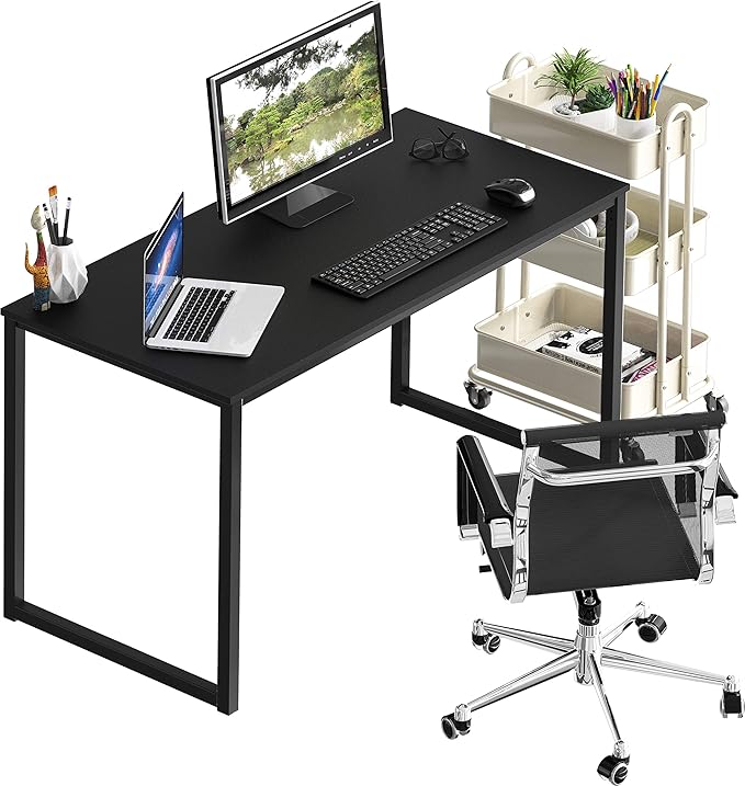 SHW Home Office 48-Inch Computer Desk, Black - LeafyLoom