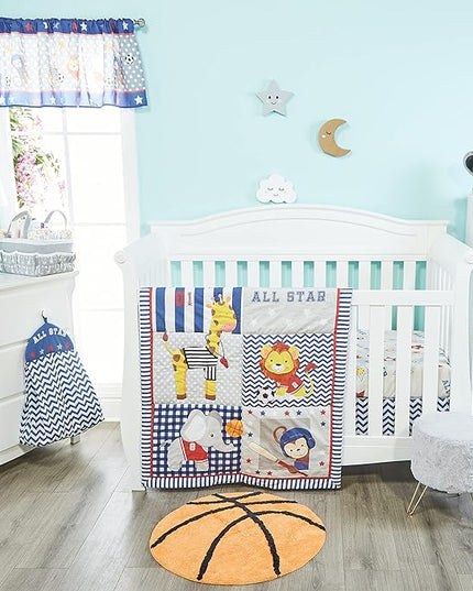Hand Tufted Basketball Bedroom or Bathroom Rug - 25 in Round; 100% Cotton Kids Bathroom Mat; Decorative Kids Area Rug - LeafyLoom