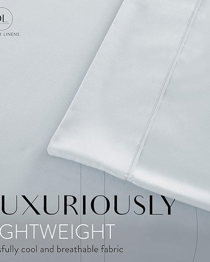 Danjor Linens Twin Sheets Set - Hotel Luxury Essential Bedding - 4 pc Soft Bedding & Pillowcases Set with Deep Pockets - Breathable Bed Sheets, Wrinkle Free - Ice Blue Sheets - LeafyLoom