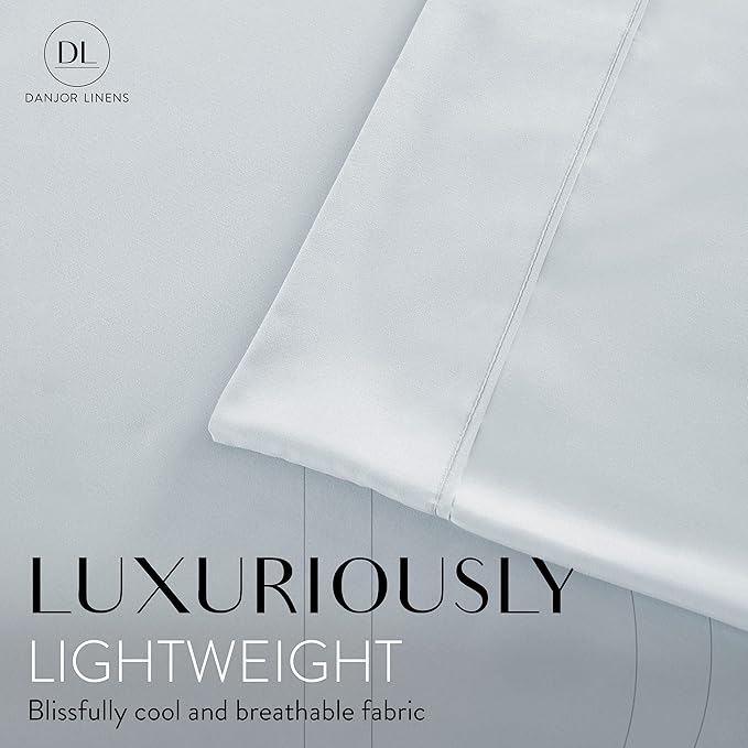 Danjor Linens Twin Sheets Set - Hotel Luxury Essential Bedding - 4 pc Soft Bedding & Pillowcases Set with Deep Pockets - Breathable Bed Sheets, Wrinkle Free - Ice Blue Sheets - LeafyLoom