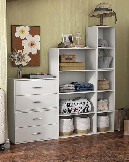 Apexa 3 Cube Storage Organizer Shelves, Stackable Wood Bookcase Fits Cubby Bins for Organization, Dorm Teen Room Decor & Home Office, White - LeafyLoom