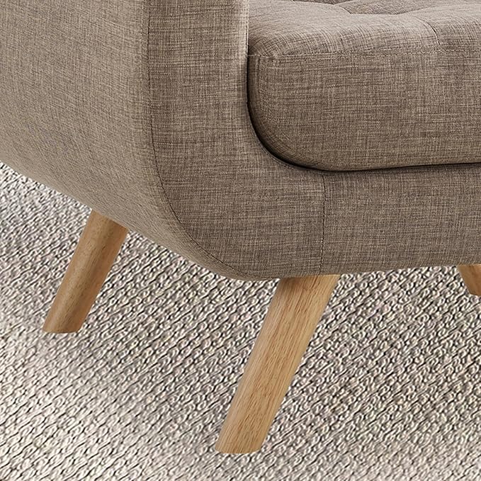 ROSEVERA Elena Contemporary Accent Armchair with Linen Upholstery Living Room Furniture, Brown - LeafyLoom