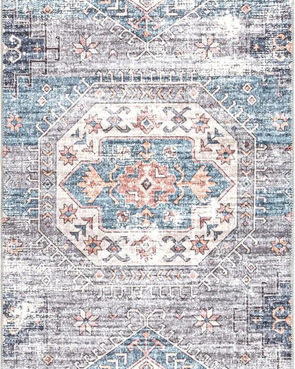 nuLOOM Drina Distressed Machine Washable Ultra Thin Runner Rug, 2' 6" x 8', Blue - LeafyLoom