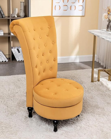 Mustard Yellow Velvet Accent Chair with Storage and Luxurious Upholstery, Retro Design and Versatile Usage for Livingroom, Bedroom, Lounge and Office - LeafyLoom