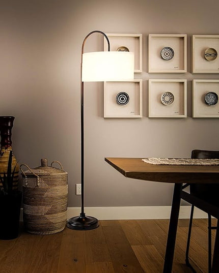 Brightech Nora Bright Arc Tall Lamp, Contemporary LED Floor Lamp, Standing Lamp for Living Rooms & Offices, Mid-Century Modern Standing Lamp with Heavy Base for Bedroom - Black - LeafyLoom