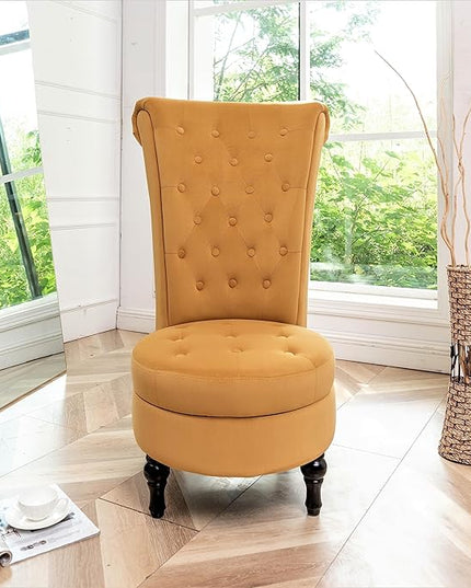 Mustard Yellow Velvet Accent Chair with Storage and Luxurious Upholstery, Retro Design and Versatile Usage for Livingroom, Bedroom, Lounge and Office - LeafyLoom
