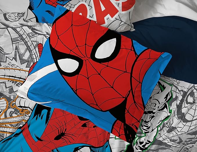 Marvel Spiderman Spidey VS 7 Piece Full Size Bed Set - includes Comforter & Sheet Set Bedding - Super Soft Fade Resistant Microfiber (Official Product) - LeafyLoom