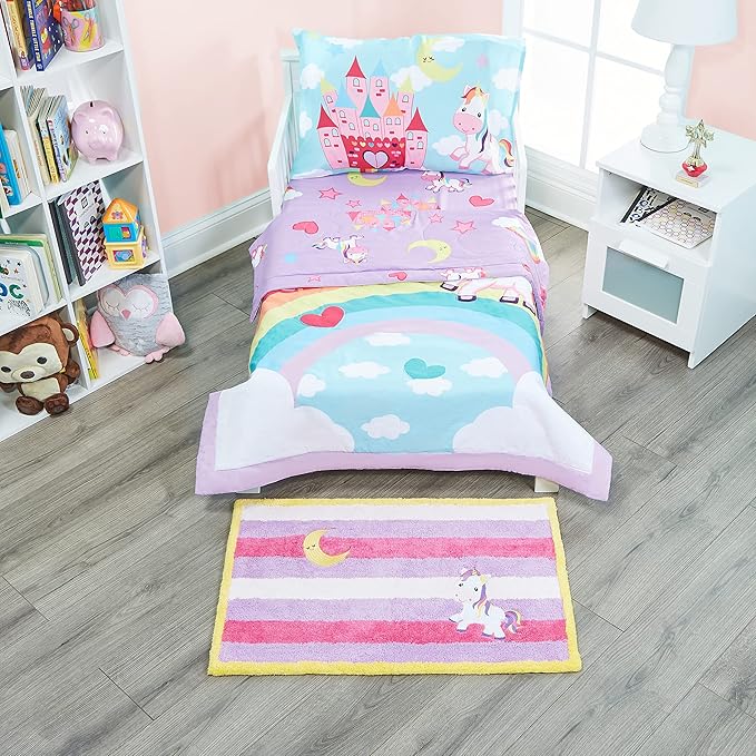 Hand Tufted Unicorn Bedroom or Bathroom Rug - 30x20 in; 100% Cotton Kids Bathroom Mat; Decorative Kids Area Rug - LeafyLoom