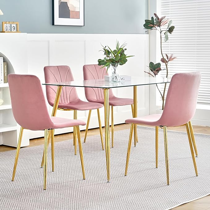 NicBex Haerin-SD-00367-LWJ Dining Chairs, 33.9"x18.1"x17.3", Pink - LeafyLoom