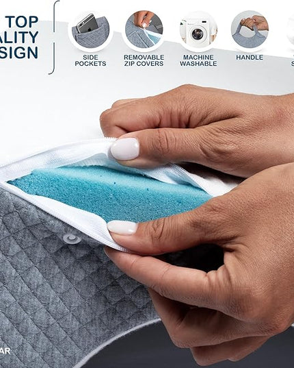 Bed Wedge Pillow 8 inch | Memory Foam Wedge Pillow for Sleeping | Triangle Pillow Wedge | Acid Reflux Pillow | Post-Surgery Support Cushion | Back, Head, Knee, Elbow Support | Pregnancy Pillow - LeafyLoom