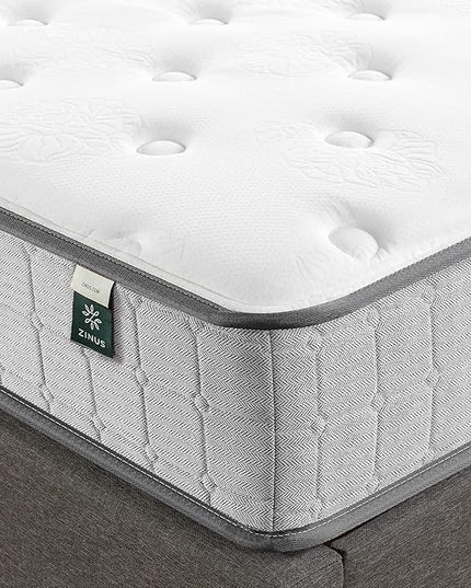ZINUS 10 Inch Comfort Support Cooling Gel Hybrid Mattress, Queen, Tight Top Innerspring Mattress, Motion Isolating Pocket Springs, Mattress in A Box - LeafyLoom