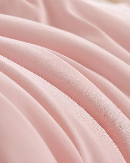 Blush Pink Full Bed Comforter Set Full Size Comforter Modern 3PCS Microfiber Full Size Comforter Sets for All Season Comforter for Women and Girls Soft Lightweight Bed Comforter Set - LeafyLoom