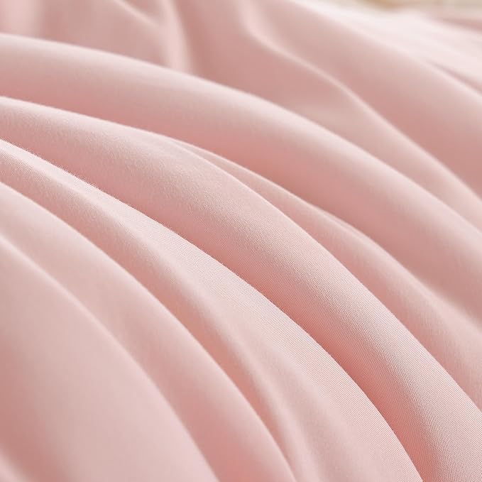 Blush Pink Full Bed Comforter Set Full Size Comforter Modern 3PCS Microfiber Full Size Comforter Sets for All Season Comforter for Women and Girls Soft Lightweight Bed Comforter Set - LeafyLoom