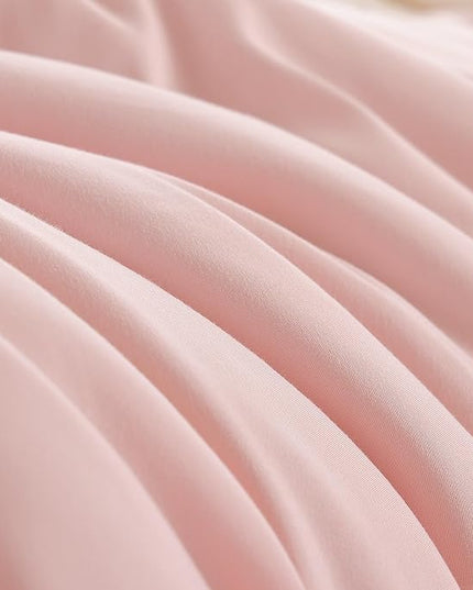 Pink Comforter Sets King Size Comforter Set 3 Piece Soft Microfiber Comforters Set for Women and Girls Blush Lightweight Alternative Comforter for All Season (1 Comforter, 2 Pillowcases) - LeafyLoom