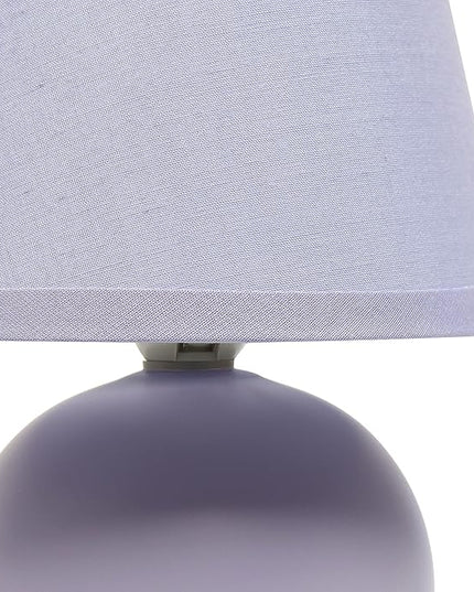 Simple Designs LT2008-PRP Mini Ceramic Globe Table Lamp with Matching Fabric Shade, Purple - LeafyLoom