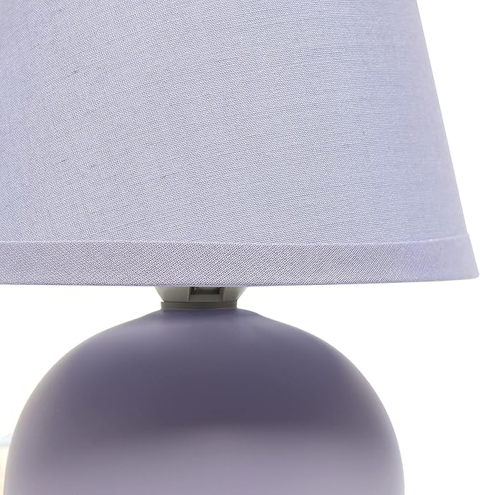 Simple Designs LT2008-PRP Mini Ceramic Globe Table Lamp with Matching Fabric Shade, Purple - LeafyLoom