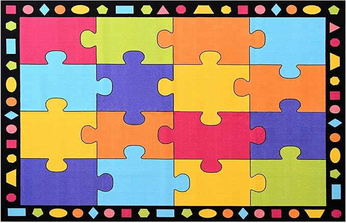 Booooom Jackson Classroom Carpets Elementary, Kid Rug Children's Classroom Seating Rug for Nursery, School, Children's Colorful Area Rug Educational Carpet with Non-Slip Backing(Seats-16),8'5"x 6'5" - LeafyLoom