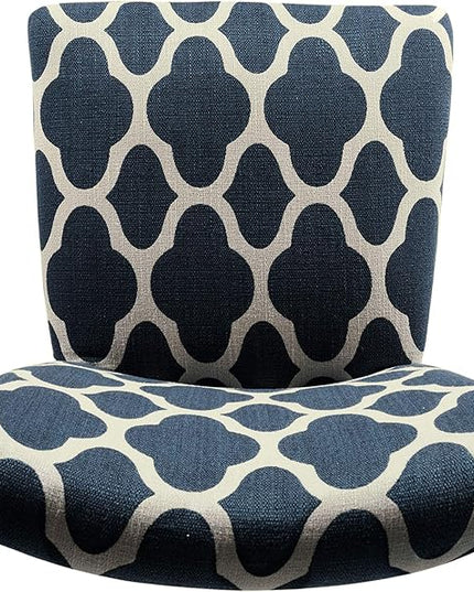 HomePop Parsons Classic Upholstered Accent Dining Chair, Set of 2, Navy and Cream Geometric - LeafyLoom