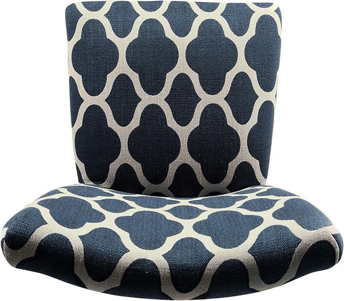 HomePop Parsons Classic Upholstered Accent Dining Chair, Set of 2, Navy and Cream Geometric - LeafyLoom