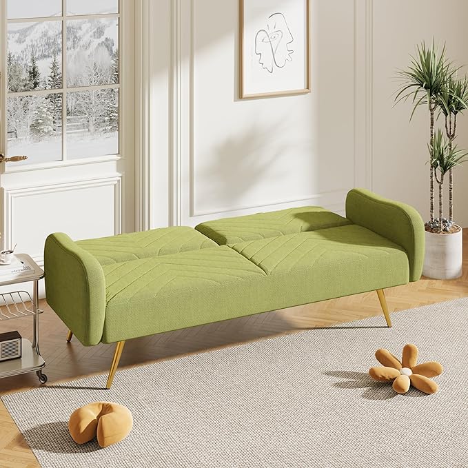 NicBex Sectional Couch Sofa with 2 Throw Pillows Sofa Bed Cloud Couch for Living Room Furniture Sets with Adjustable Back, Modular Sofa for Living Room, Bedroom, Apartment,70.47" L, Green - LeafyLoom