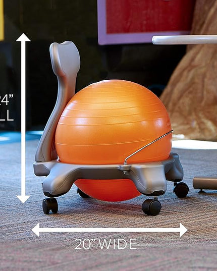 Gaiam Kids Balance Ball Chair - Classic Children's Stability Ball Chair, Alternative School Classroom Flexible Desk Seating for Active Students, Orange/Blue - LeafyLoom
