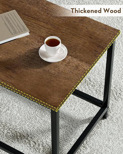 SAYGOER Small Rectangular Coffee Table Simple Modern Open Design Minimalist Center Table for Living Room Small Spaces, Easy Assembly, 31.5 x 15.7 x 17.7, Dark Walnut - LeafyLoom