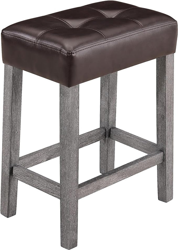 4 Piece Bar Dining Set with Power Outlet, Industrial Solid Wood Breakfast w/ 3 Upholstered Stools, Modern Bistro Table & Chairs Furniture for Kitchen, Living Room, Apartment, Light Gray - LeafyLoom