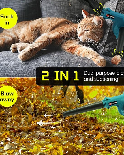 Electric Cordless Leaf Blower 21V, Leaf blower Dual Function Blowing and Vacuuming, with 2 x 4.0AH High Capacity Batteries, Leaf Blower Cordless Effortlessly Clears Blowers for Lawn Care - LeafyLoom