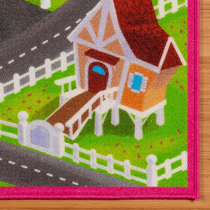 Gertmenian Disney Minnie Mouse Happy Helpers Road Play Area Rug for Children | Kids Home Decor for Girls & Boys | 4x6 Large, Multi, 27058 - LeafyLoom