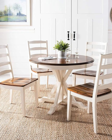Safavieh Home Collection Shay White and Natural 5-piece Dining Set - LeafyLoom