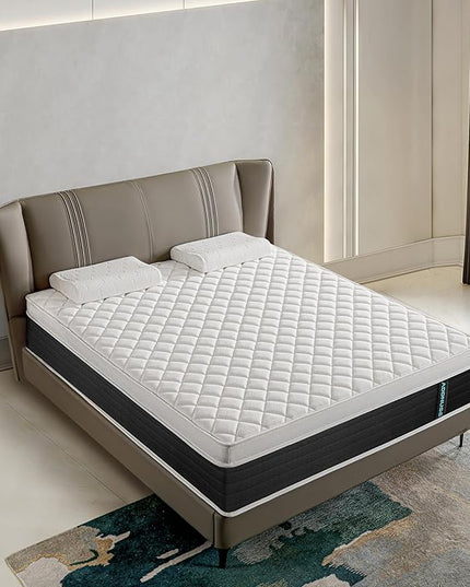 Queen Mattresses,12 Inch Memory Foam Hybrid Queen Mattress in a Box with Individual Pocket Spring,Pressure Relief & Motion Isolation Queen Size Black Mattress,CertiPUR-US. - LeafyLoom