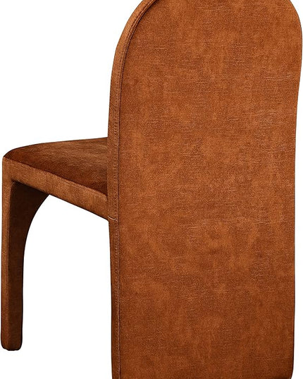 Meridian Furniture Summer Collection Modern | Contemporary Velvet Upholstered Dining Side Chair with Steel Frame, Set of 2, Cognac - LeafyLoom