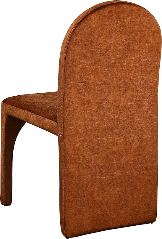 Meridian Furniture Summer Collection Modern | Contemporary Velvet Upholstered Dining Side Chair with Steel Frame, Set of 2, Cognac - LeafyLoom