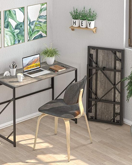 Elephance Folding Desk Writing Computer Desk for Home Office, No-Assembly Study Office Desk Foldable Table for Small Spaces - LeafyLoom