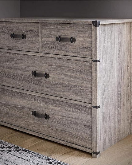 Little Seeds Nova 4 Drawer Storage Grey Dresser, Gray Oak - LeafyLoom