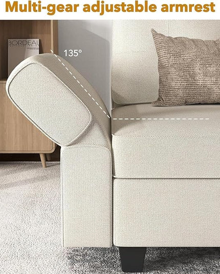 113'' Modular Sectional Sofa, Convertible Sectional Couches for Living Room U Shaped Sectional Sofa Couch with Storage Ottoman, High Supportive 6 Seats Reversible Sectionals with Chaise, Beige - LeafyLoom