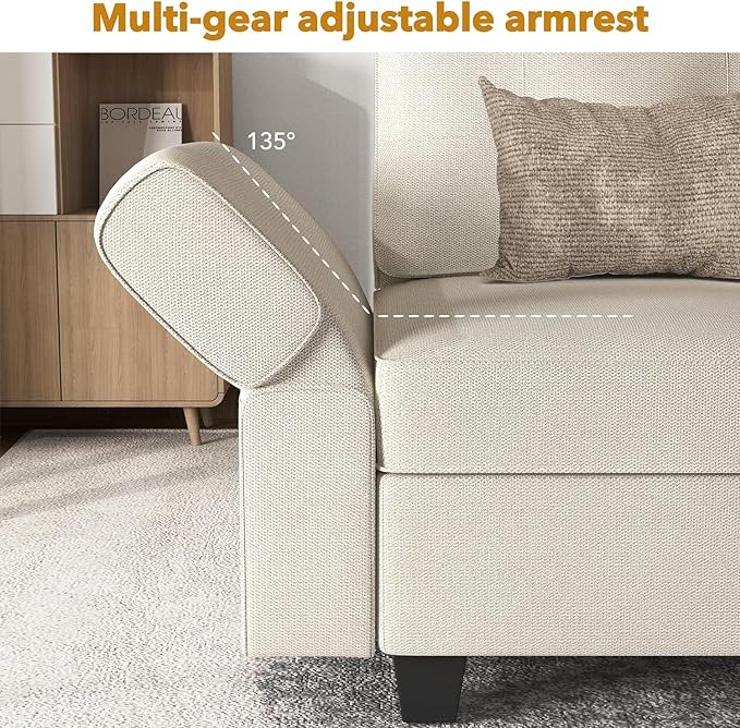 113'' Modular Sectional Sofa, Convertible Sectional Couches for Living Room U Shaped Sectional Sofa Couch with Storage Ottoman, High Supportive 6 Seats Reversible Sectionals with Chaise, Beige - LeafyLoom