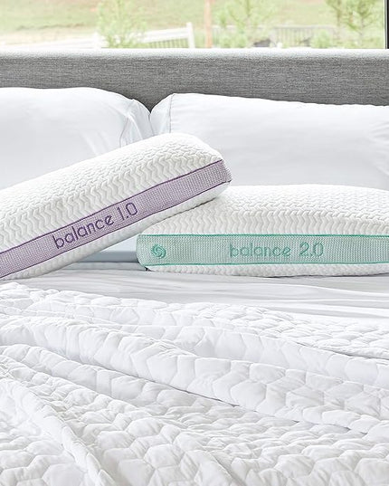 Bedgear Balance Performance Pillow - Size 1.0 - Moisture Wicking Bed Pillows for All Sleep Positions - Medium Firmness - Washable Cover - Back, Stomach, Side Sleeper Pillow - 20" W x 26" L x 5.25" H - LeafyLoom