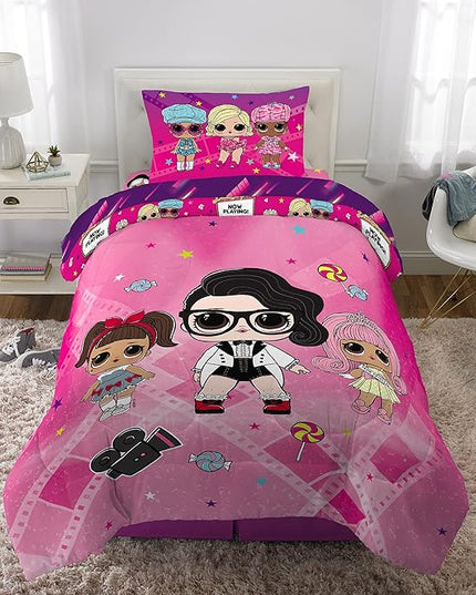 Franco Kids Bedding Super Soft Comforter and Sheet Set, 4 Piece Twin Size, LOL Surprise - LeafyLoom