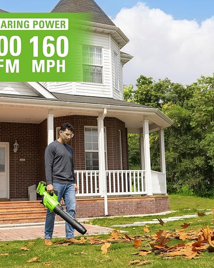 Greenworks 40V (160 MPH / 700 CFM) Cordless Brushless Axial Leaf Blower, 8.0Ah Battery and Charger Included - LeafyLoom