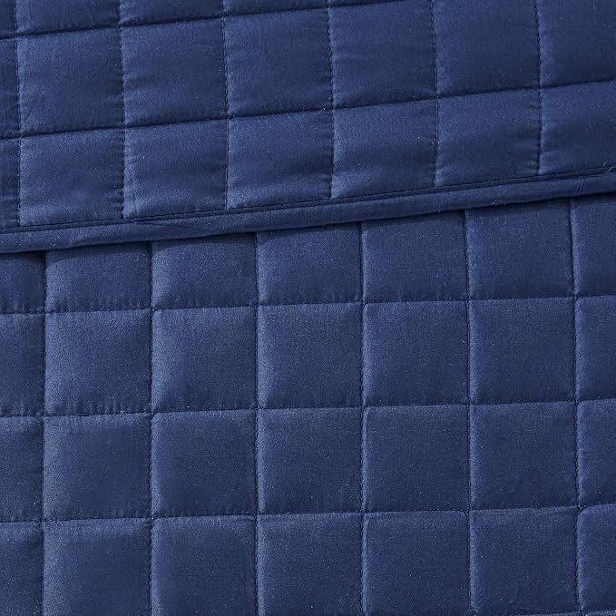Madison Park Heritage Comforter Quilt Combo Set - Modern Luxury Design, All Season Down Alternative Bedding, Matching Shams, Decorative Pillows, King/Cal King(104"x92"), Color Block Navy 8 Piece - LeafyLoom