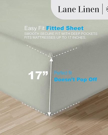 LANE LINEN Split King Sheets for Adjustable Beds - 1000 Thread Count 5 Piece Set 100% Egyptian Cotton Sateen Weave Cool Breathable & Soft 2 Fitted Fits Upto 17" Deep Pockets Mineral - LeafyLoom