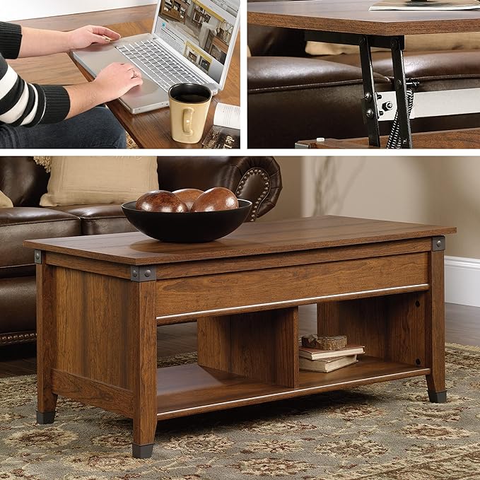 Sauder Carson Forge Lift-Top Coffee Table, Washington Cherry finish - LeafyLoom