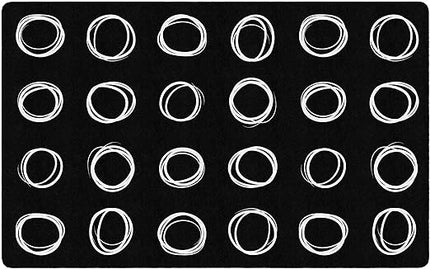 Flagship Carpets Circle Sampler Abstract Educational Area Rug for Kids Room or Childrens Classroom Carpet, Playroom or Home Learning, 7'6" x 12', Black - LeafyLoom