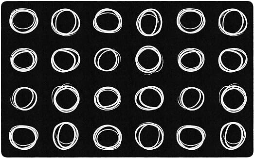 Flagship Carpets Circle Sampler Abstract Educational Area Rug for Kids Room or Childrens Classroom Carpet, Playroom or Home Learning, 7'6" x 12', Black - LeafyLoom